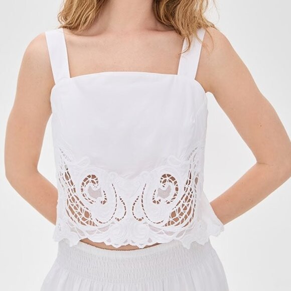 NEW Rag & Bone Clem Eyelet Embroidered Trim 100% Cotton Tank White $198 Sheer - Picture 5 of 16
